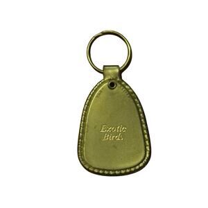 VTG Beverly Hills Exotic Birds Leather Keychain Fob B.D. Feathers & Co. USA